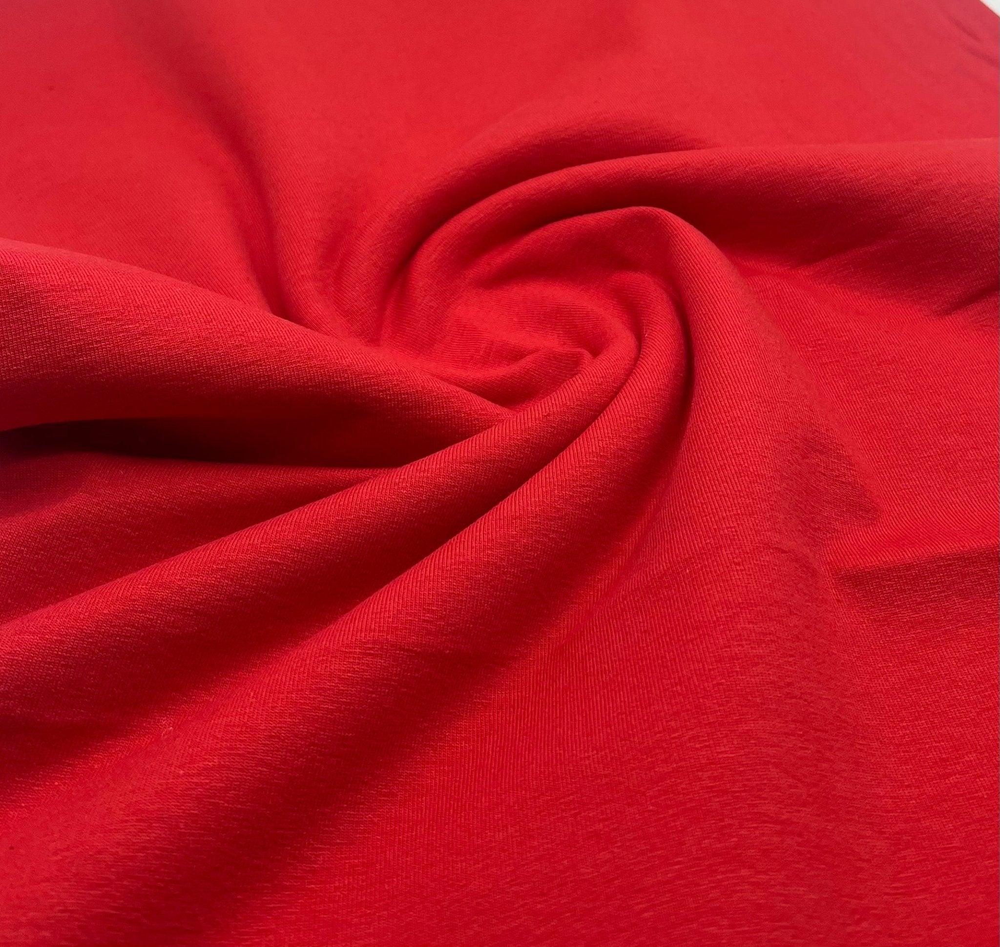 Red Cotton Stretch Jersey 200 GSM 95/5 Lycra 4 Way Stretch - T9 Fabrics